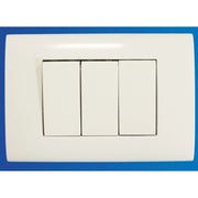 Trade Shop - Placca Placchetta 3 Posti Completa 2 Interruttori Presa Bipasso Incasso 503 -