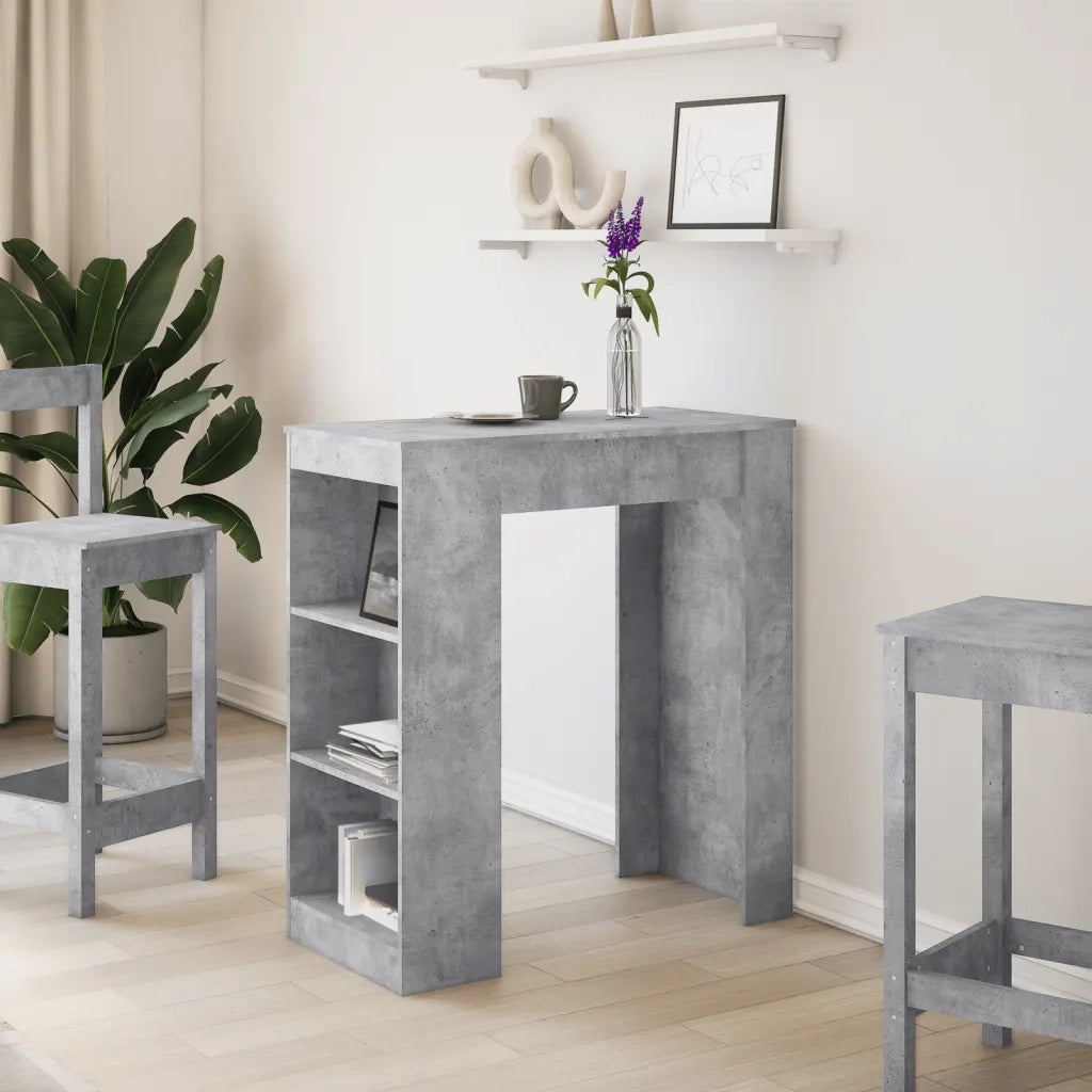 Tavolo Bar con Rastrelliera Grigio 95x47x103,5 cm Multistrato