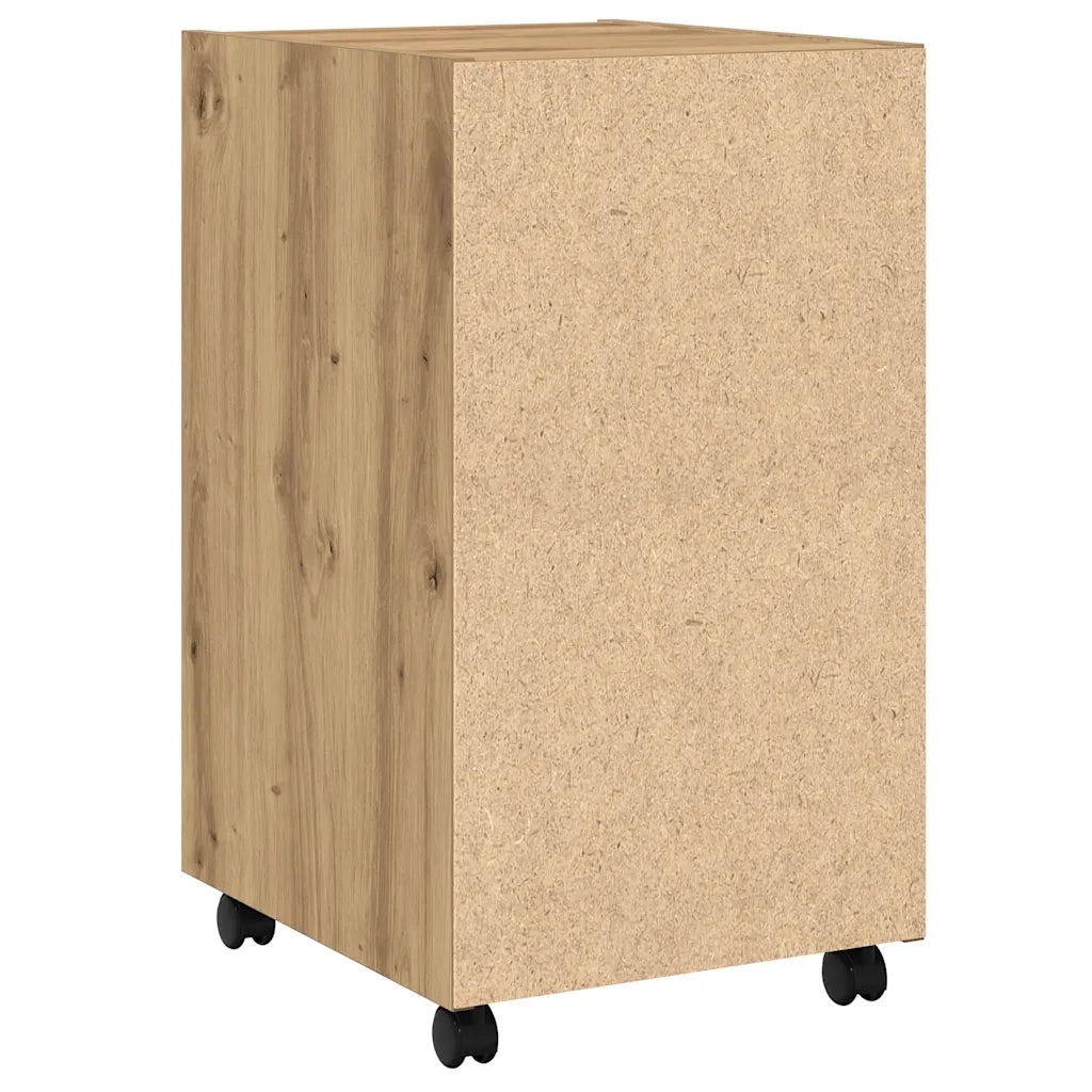 Mobile contenitore con ruote 33 x 38 x 60 cm ampio spazio di archiviazione moderno finitura in rovere ingegnerizzato realizzato artigianalmente 02_0050895