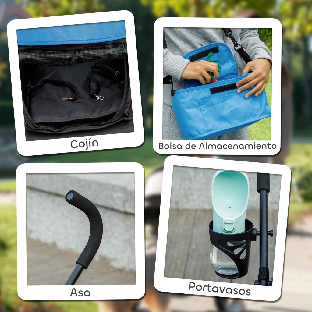 Cuscino per Cane con Portavaso e Finestre in Rete ¨C Zephmum ¨C Blu
