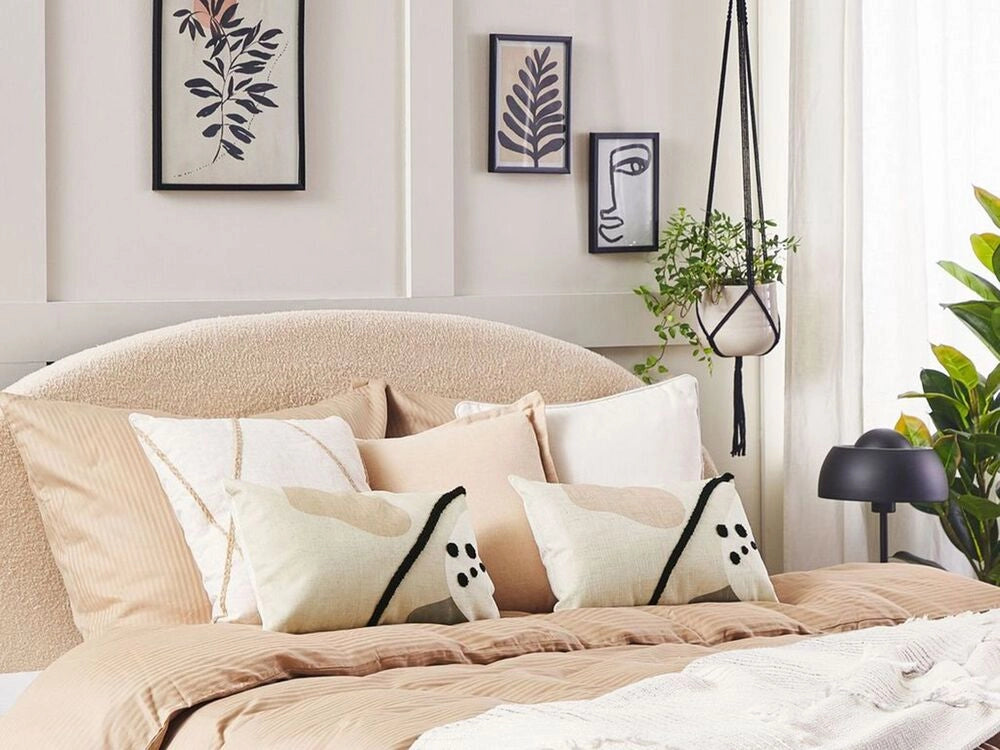 Set di 2 cuscini decorativi beige 30 x 50 cm Cuscini decorativi a motivi astratti federe rimovibili Chiusura con cerniera Stile boho moderno