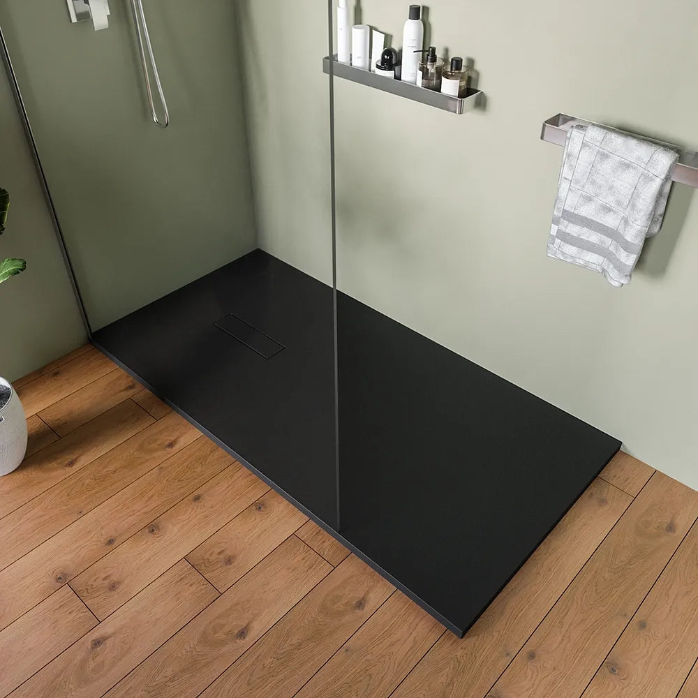 Piatto doccia 80x160 cm in marmoresina nero effetto pietra | Merlera