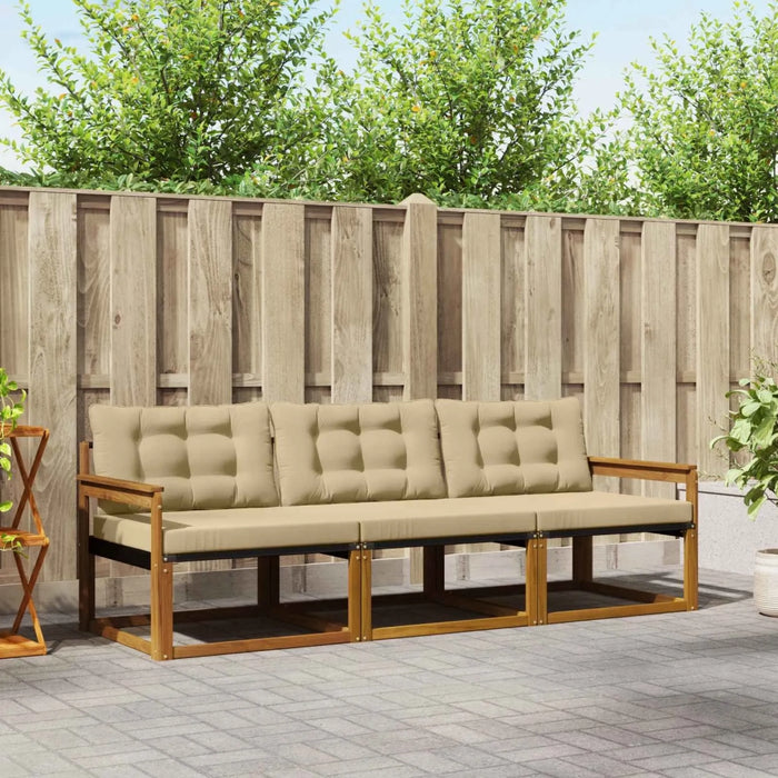 Set di divani da esterno con cuscino 3 pcs Naturale e Beige 3369140