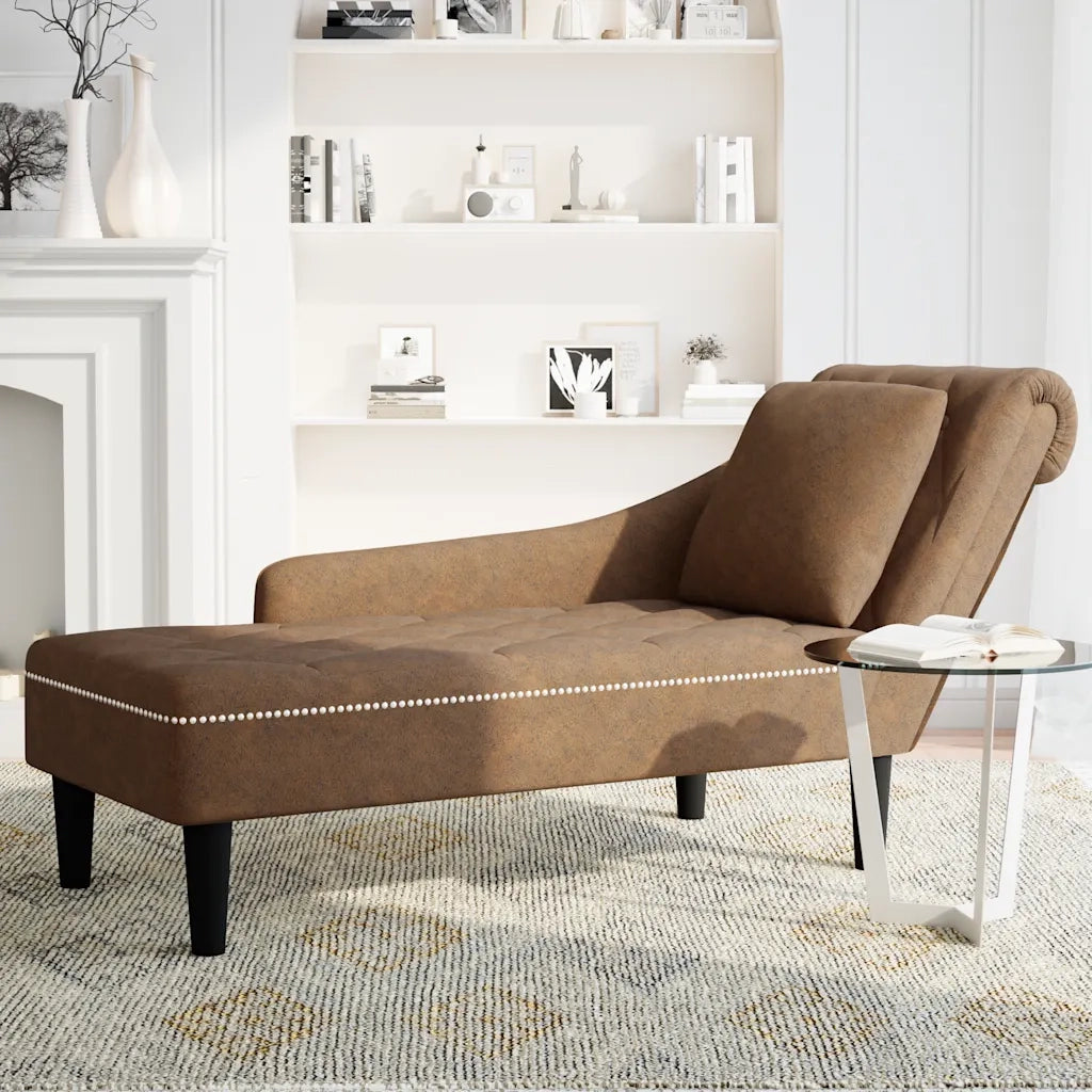 Sdraio con Cuscino e Bracciolo Destro in Similpelle Marrone CFW4011547