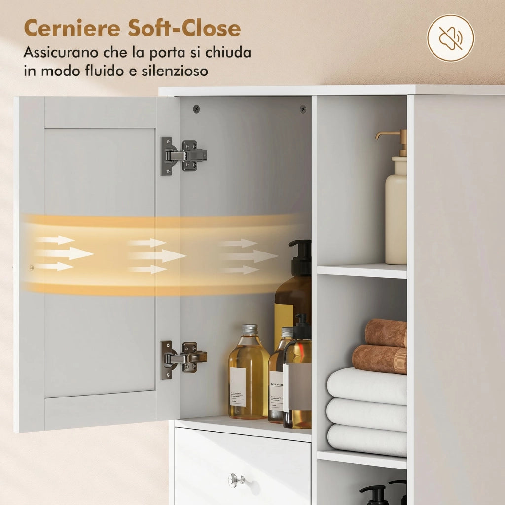 Armadietto da Bagno con Cassetti e Cesto Inclinabile ¨C Zephmum ¨C Bianco