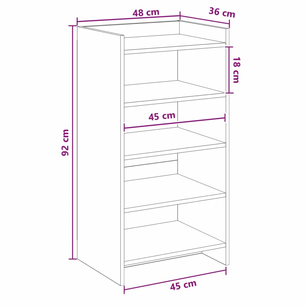 Mobile per scarpe con archiviazione Rovere Nero 48 x 36 x 92 cm 8011340
