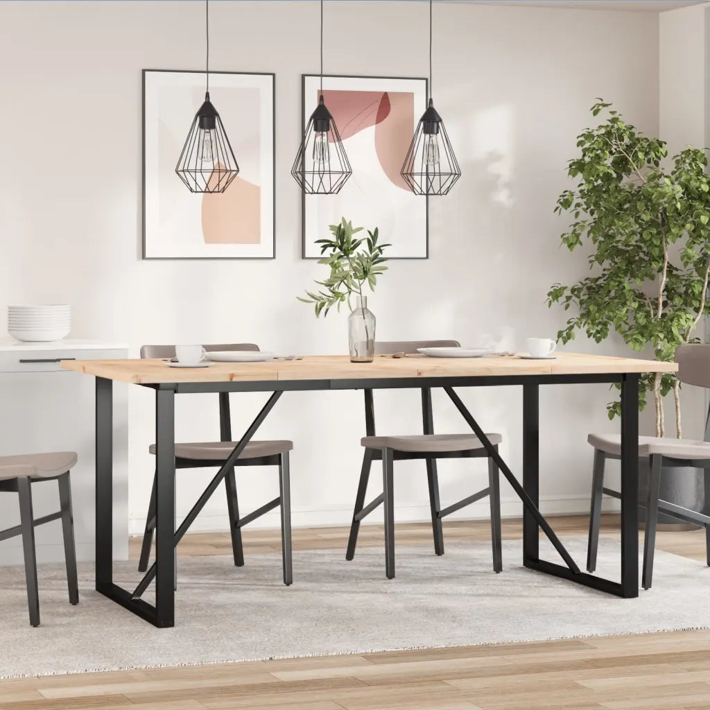 Tavolo da Pranzo Telaio a O 180x90x75,5 cm Legno Pino e Acciaio
