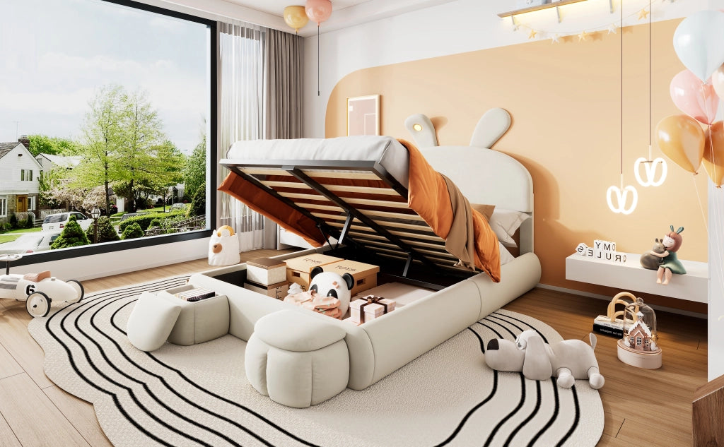 letto imbottito velluto beige 140x200 cm