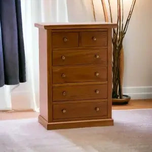 cassettiera settimino in legno 4 + 2 cassetti miele arte povera cassetti lisci