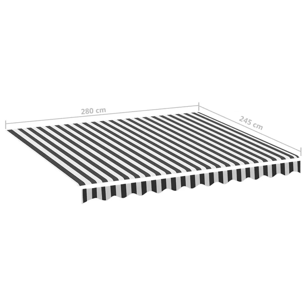 Tessuto di Ricambio per Tenda da Sole-Ricambio telo per tenda da sole Antracite e Bianco 3x2,5m