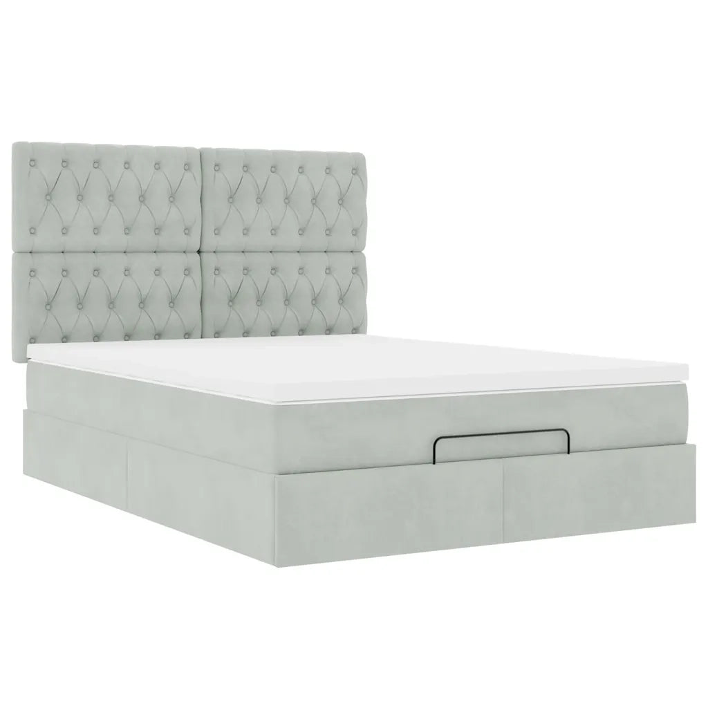 Struttura Letto Pouf con Materassi 140x190 cm Velluto 3313541
