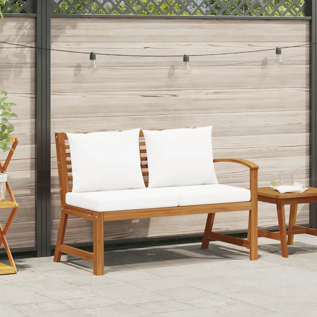 Panca da Giardino 114,5 cm con Cuscino Crema Massello di Acacia 311838
