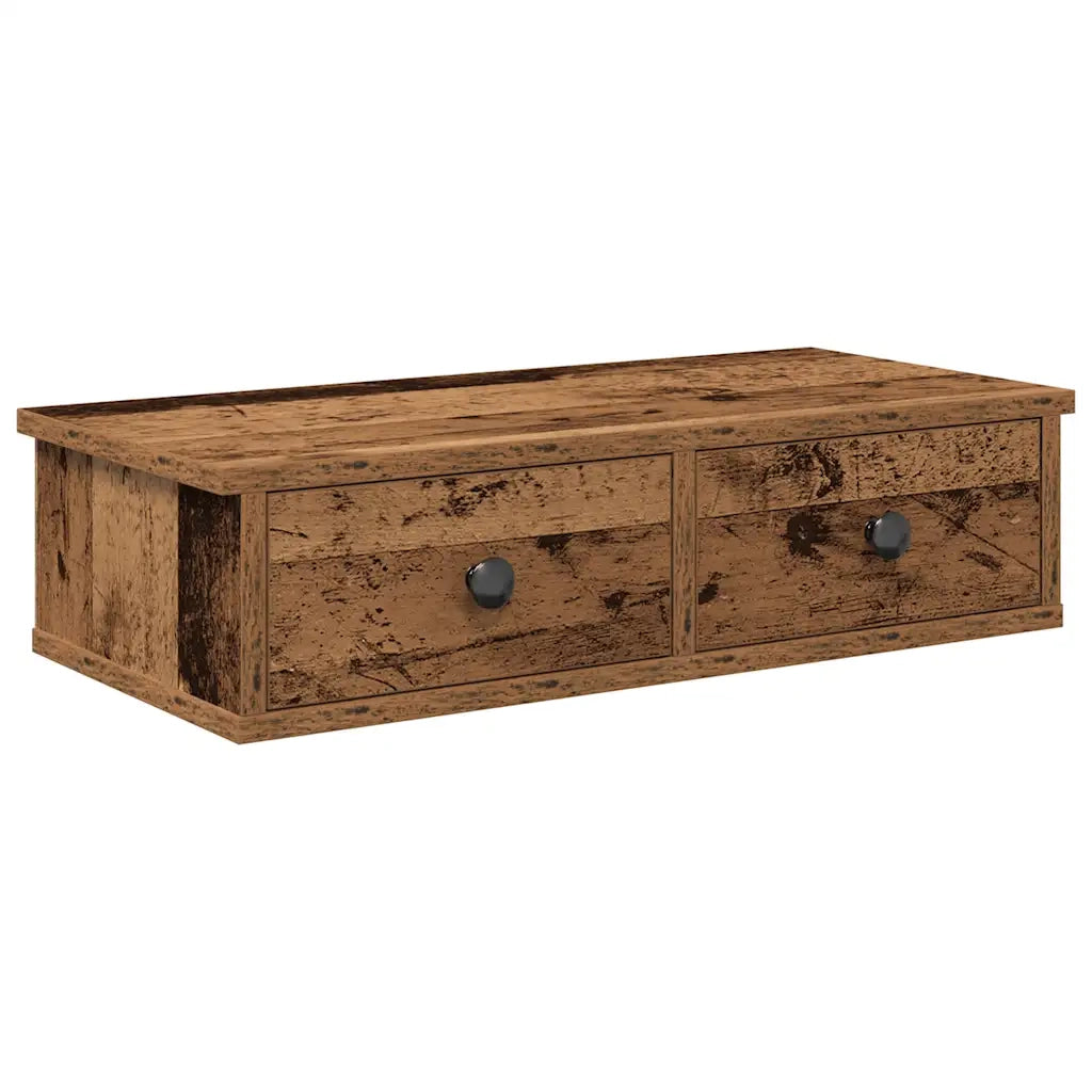 Scaffale a Parete con Cassetti Antico 60x28x15 cm in Truciolato 859948