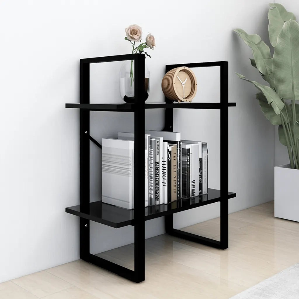 Libreria a 2 Ripiani Nera 60x30x70 cm in Legno Multistrato 806428