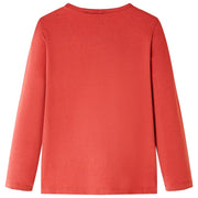 Maglietta da Bambina Maniche Lunghe Rosso Bruciato 116 13521