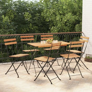 Set BistrÃ² Pieghevole 7pz in Legno Massello di Acacia e Acciaio