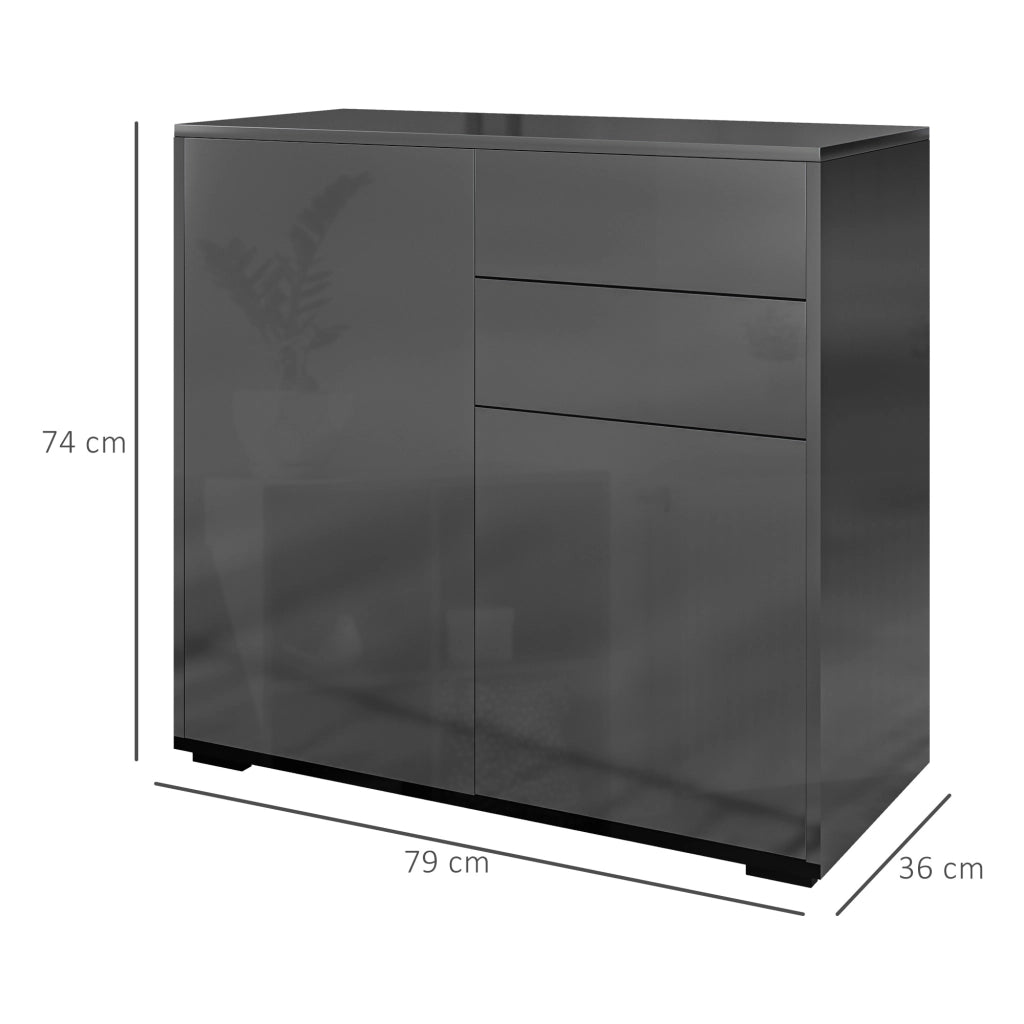 Cassettiera con 2 cassetti e 2 ante ¨C zephmum ¨C 79x36x74 cm nero lucido