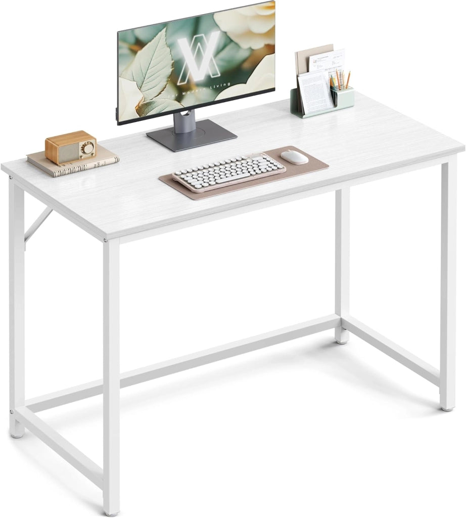 VASAGLE Scrivania per Computer, Postazione Lavoro, 60 x 120 x 76 cm, Scrivania da Ufficio, Studio Camera da Letto Soggiorno, Bianco Acero LWD039W01