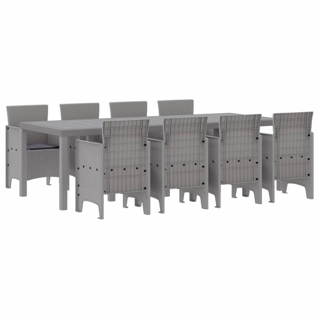 Set da Pranzo per Giardino 9 pcs Bianco Polipropilene