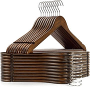 Set di Appoggio per Abiti in Legno a Stile Retro con 30 Pezzi, con Tanga Antiscivolo e Spallacci di Regolazione