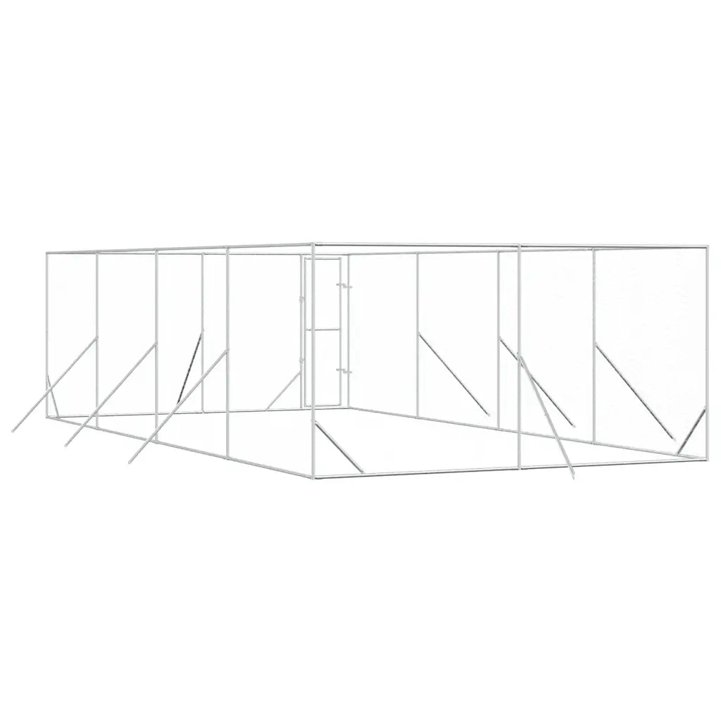 Cuccia per Cani da Esterno Argento 4x8x2 m in Acciaio Zincato 3190456