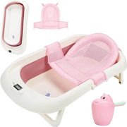 Bagnetto 3-in-1 Opieggibile con Termometro e Piastra Antiscivolo per Bambini da 0 a 3 Anni - Spazievolutivo e Ergonomico