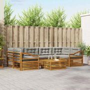 Set di divani da esterno 7 pcs Grigio Naturale e Chiaro