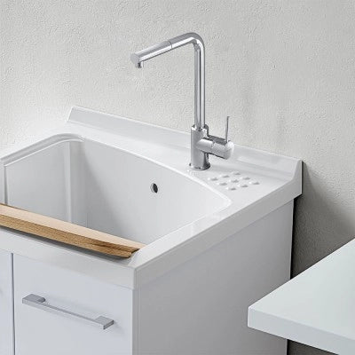 Mobile lavatoio 61x50 cm Revine vasca in ceramica e asse in legno