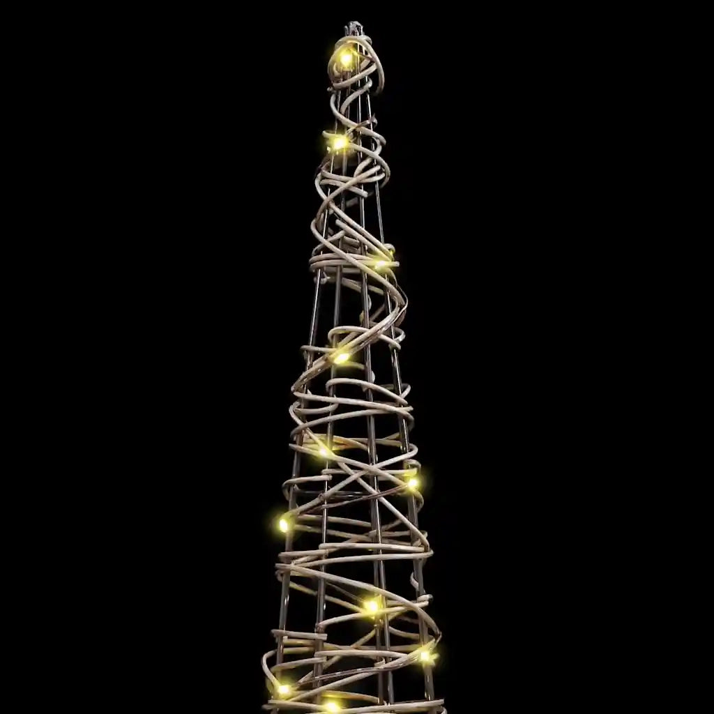 Albero di Natale | Decorazioni natalizie 3 pz Bianco caldo 20 x 20 x 80 cm Rattan