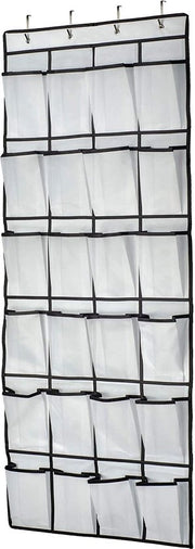 Organizzatore per scarpe da appendere, organizzatore multifunzionale da appendere, contenitore da appendere per camera da letto, bagno, armadio, deposito scarpe da appendere, 24 tasche, bianco