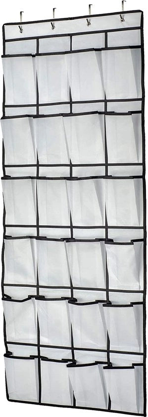 Organizzatore per scarpe da appendere, organizzatore multifunzionale da appendere, contenitore da appendere per camera da letto, bagno, armadio, deposito scarpe da appendere, 24 tasche, bianco