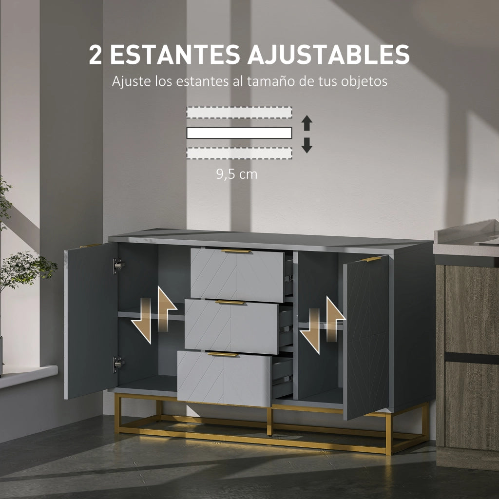 Mobile TV con 3 cassetti e 2 ante ¨C zephmum ¨C grigio 120x40x76 cm