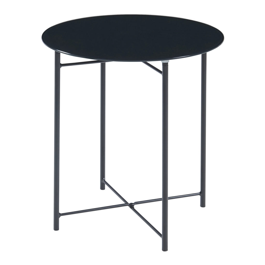 Tavolino da Caffè Ödeshög con Piano Rotondo - Nero [en.casa]