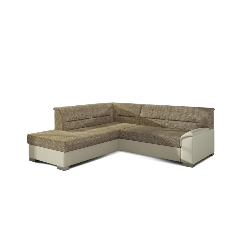 Divano angolare convertibile TROMSO beige e crema - Angolo sinistro con contenitore