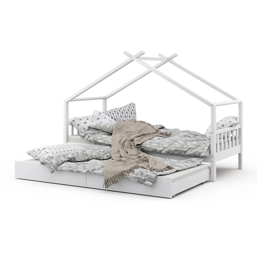 Vitalispa Letto montessori bambini Bianco 90x200 cm con letto per ospiti