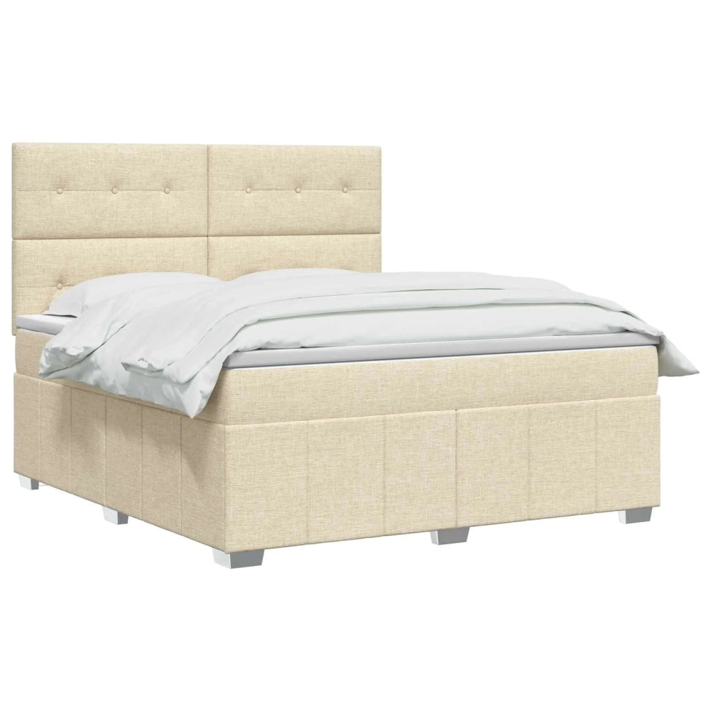 Letto box spring con materasso Crema 140 x 200 cm Tessuto 3454160