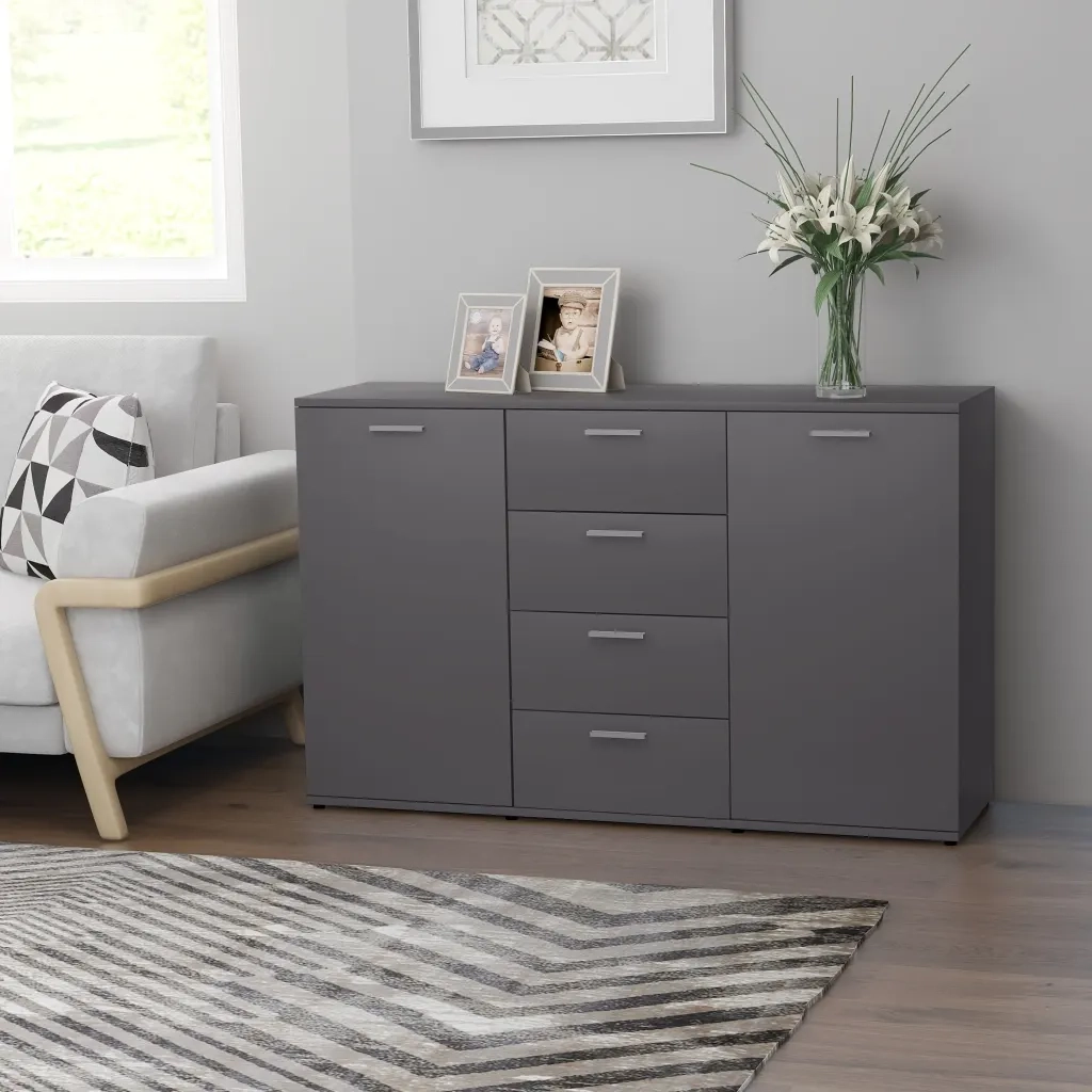 Credenza Grigia 120x35,5x75 cm in Legno Multistrato 801330