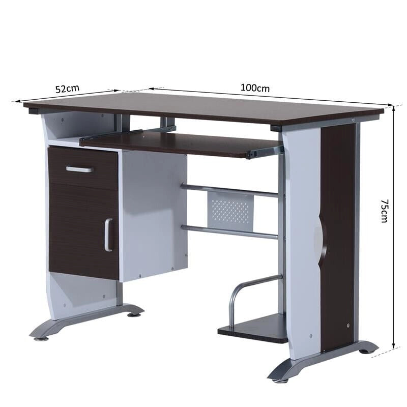 SCRIVANIA PC DA UFFICIO CON CASSETTI IN LEGNO 100 X 52 X 75 CM COLORE NOCE