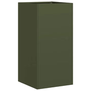 Fioriera moderna a fondo aperto 40 x 40 x 80 cm per balcone o giardino robusta realizzata in acciaio laminato a freddo verde oliva 02_0051495