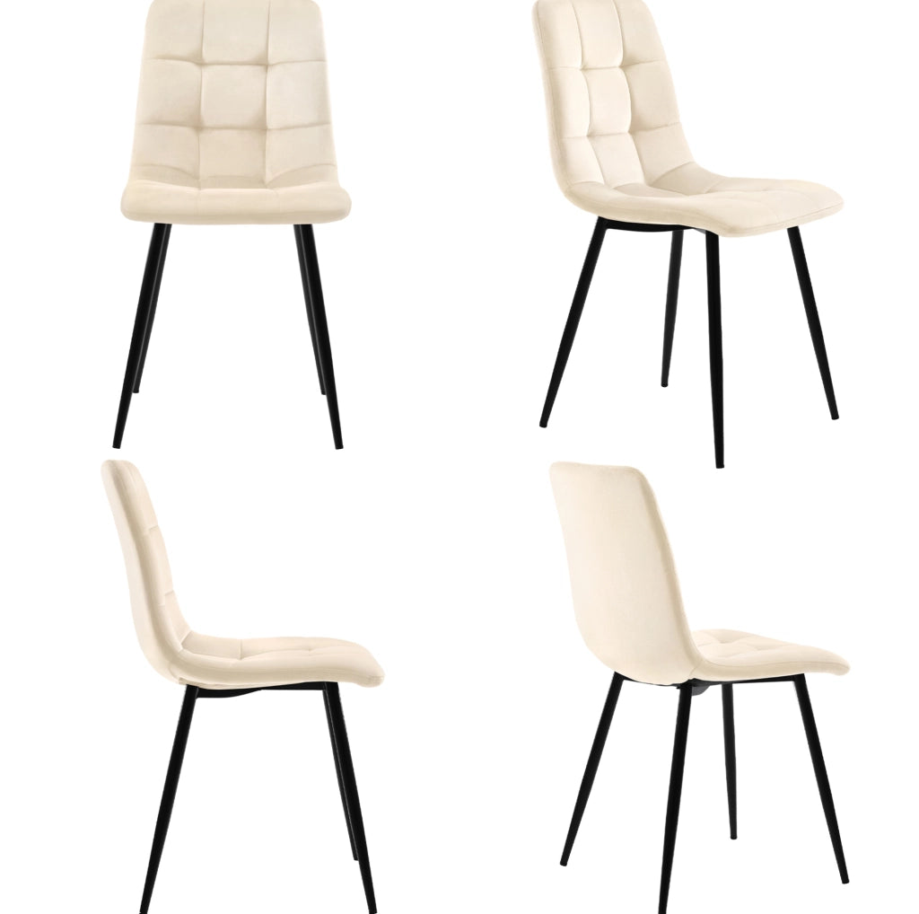 Set da pranzo 5 pezzi con tavolo MDF e 4 sedie in velluto