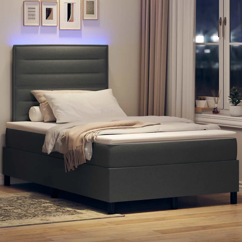 Letto a molle con materasso Grigio scuro 120 x 200 cm Tessuto