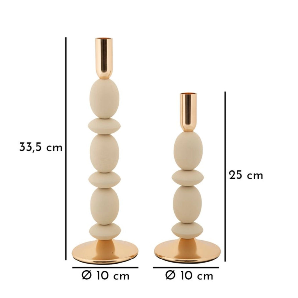 Portacandela VKH929, Beige, Acciaio, 10x10x33,5 cm