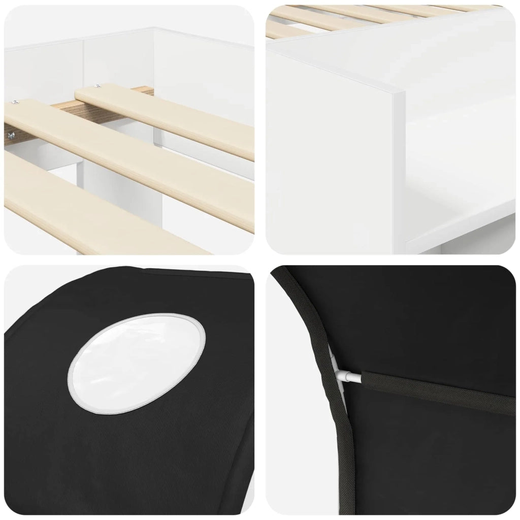 Letto con Tunnel 4 pcs Bianco e Nero Legno ingegnerizzato 3423502