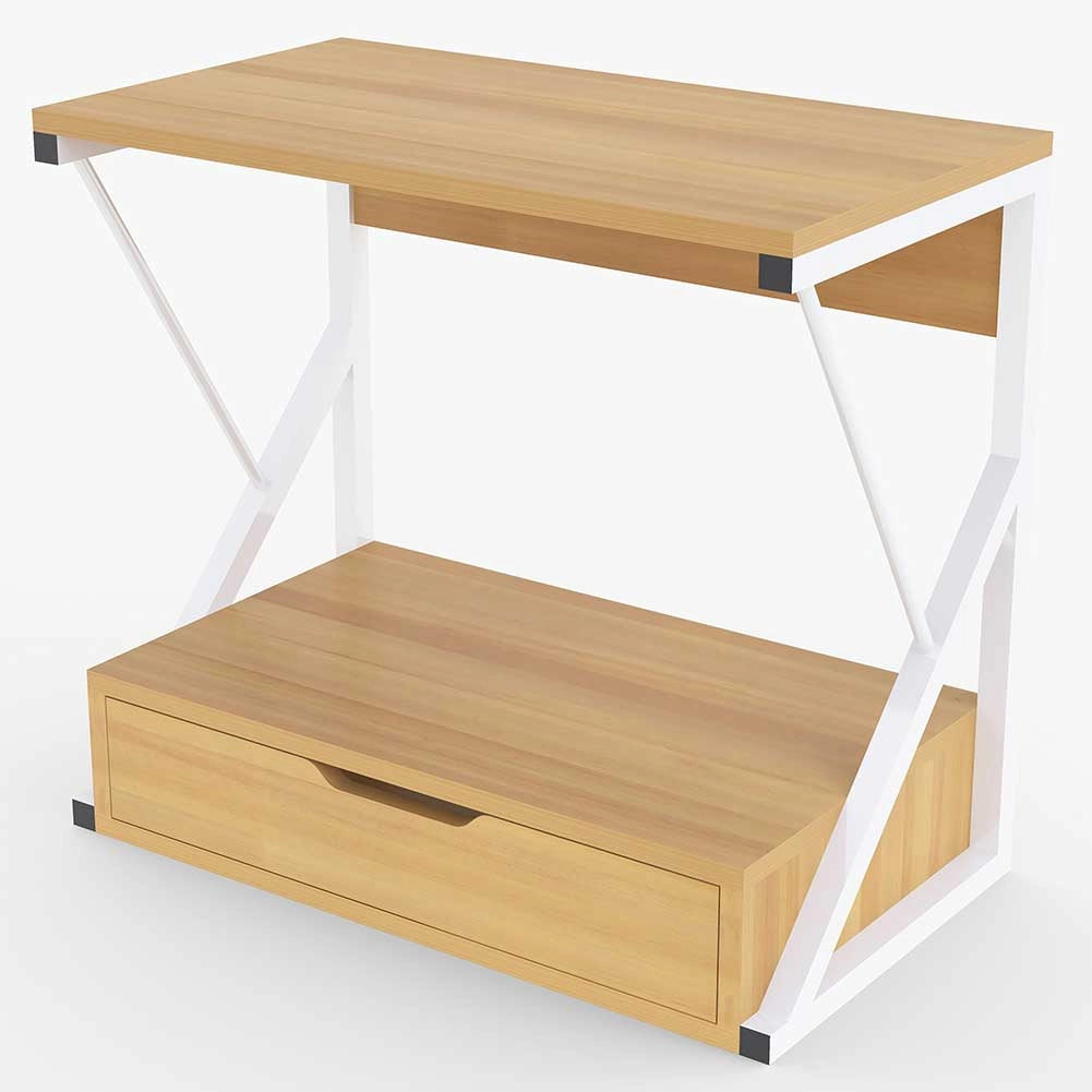 Scaffale Mensola Cucina Mobiletto Porta Microonde con Cassetto Metallo e Legno