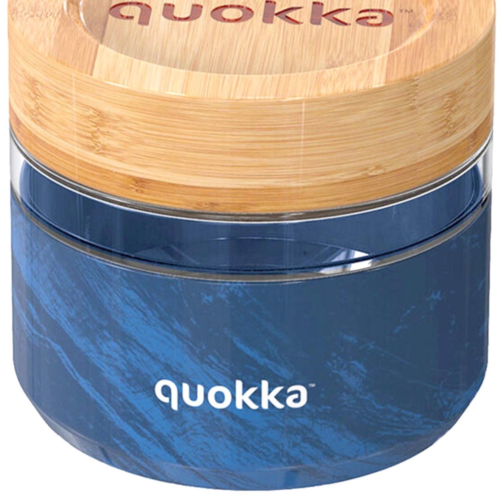 Contenitore Alimentare 500ml Decorazione Grana del Legno con Coperchio in Bambù Blu Quokka