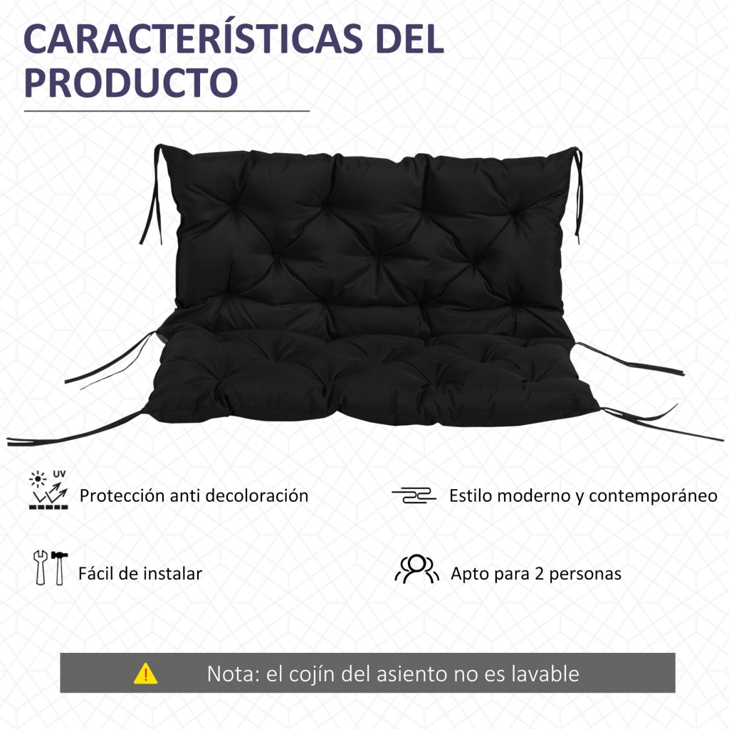 Cuscino per Divano da Giardino 2 Posti ¨C zephmum ¨C 100x98x8 cm Nero