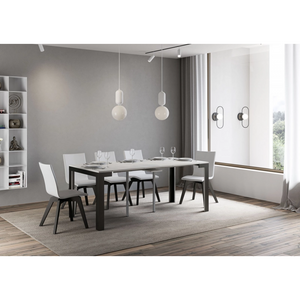 Consolle allungabile 90x40/196 cm Linea Small Evolution telaio Antracite - Bianco Frassino