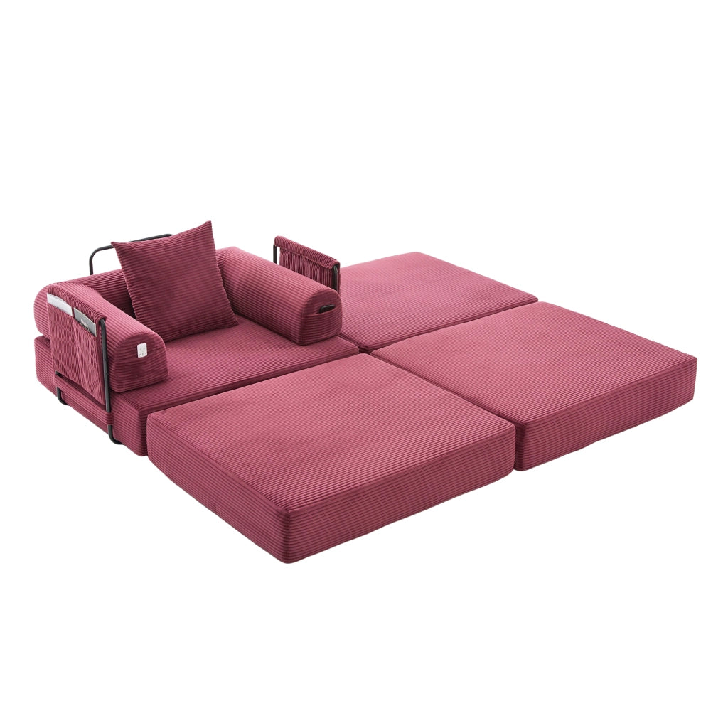 Poltrona Relax con Poggiapiedi e Cuscino ¨C MINIMAL ¨C Tessuto a Coste, Struttura in Metallo