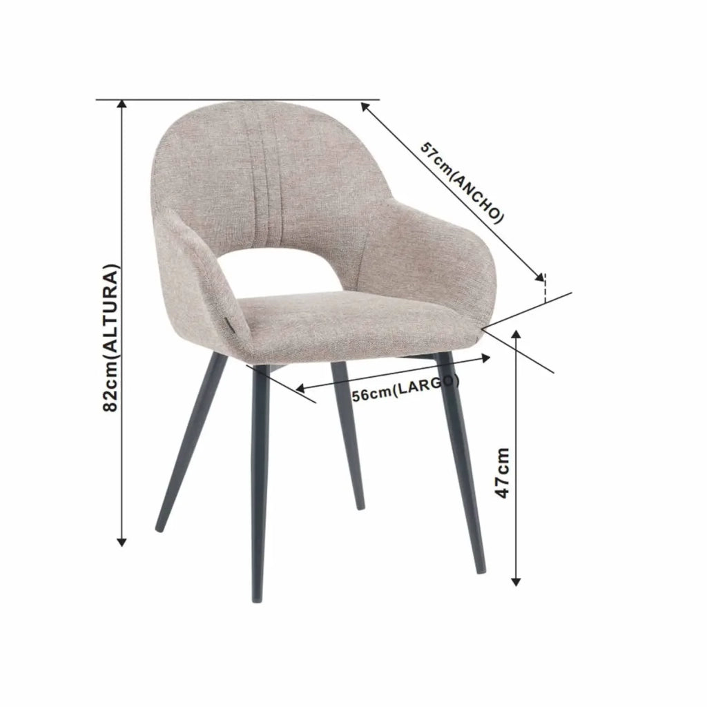 LÚZETE - SEDIA IMBOTTITA GRIGIA GAMBE NERE ROWAN
