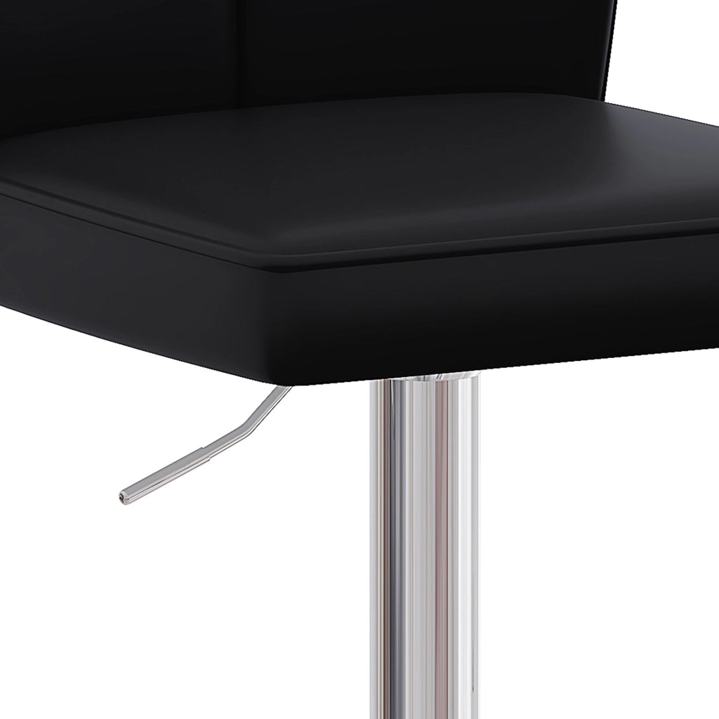Sgabello da bar girevole set da 2 con altezza regolabile e poggiapiedi in PU con base metallica nero e argento